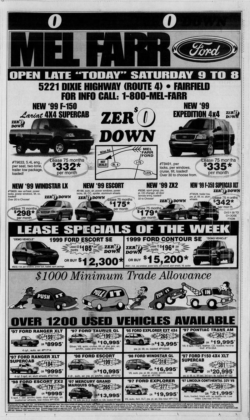 Mel Farr Ford (Northland Ford) - Aug 21 1999 Fairfield Ad